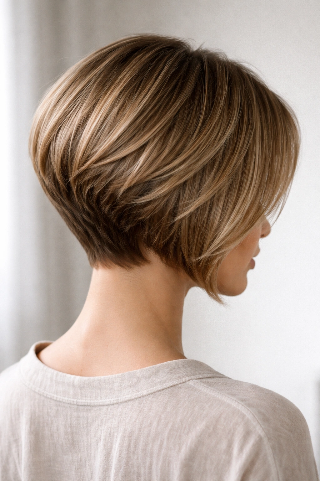 Stacked inverted bob with shorter back and longer front