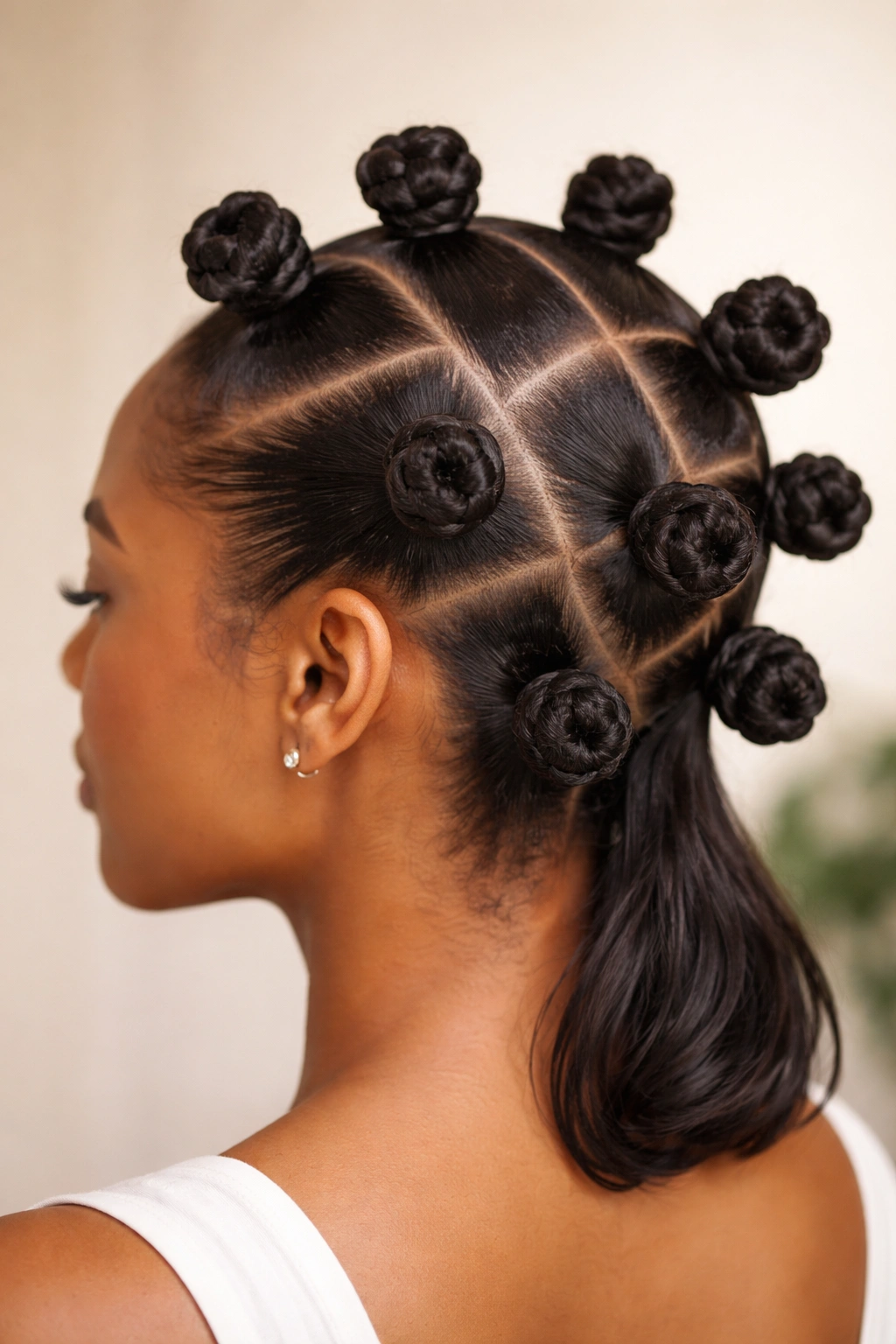 Stretched-root bantu knots with defined bases