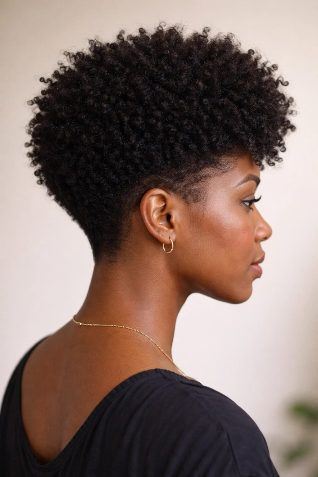 Tapered crochet afro showing close-nape and fuller crown