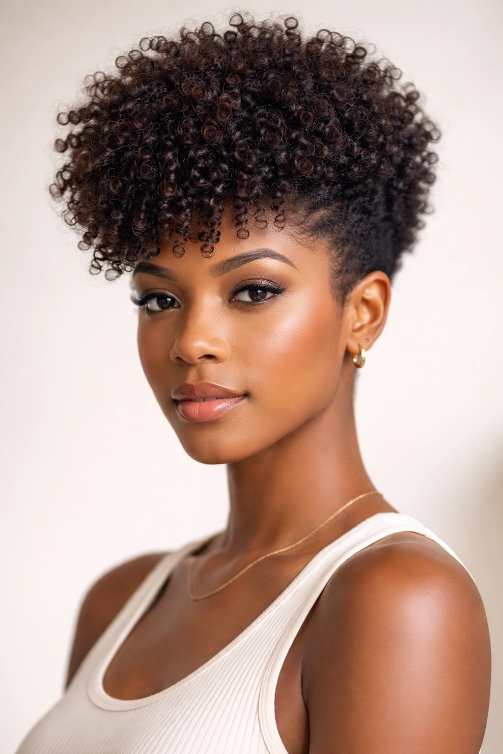 Close-up of tapered afro with shorter sides and longer top