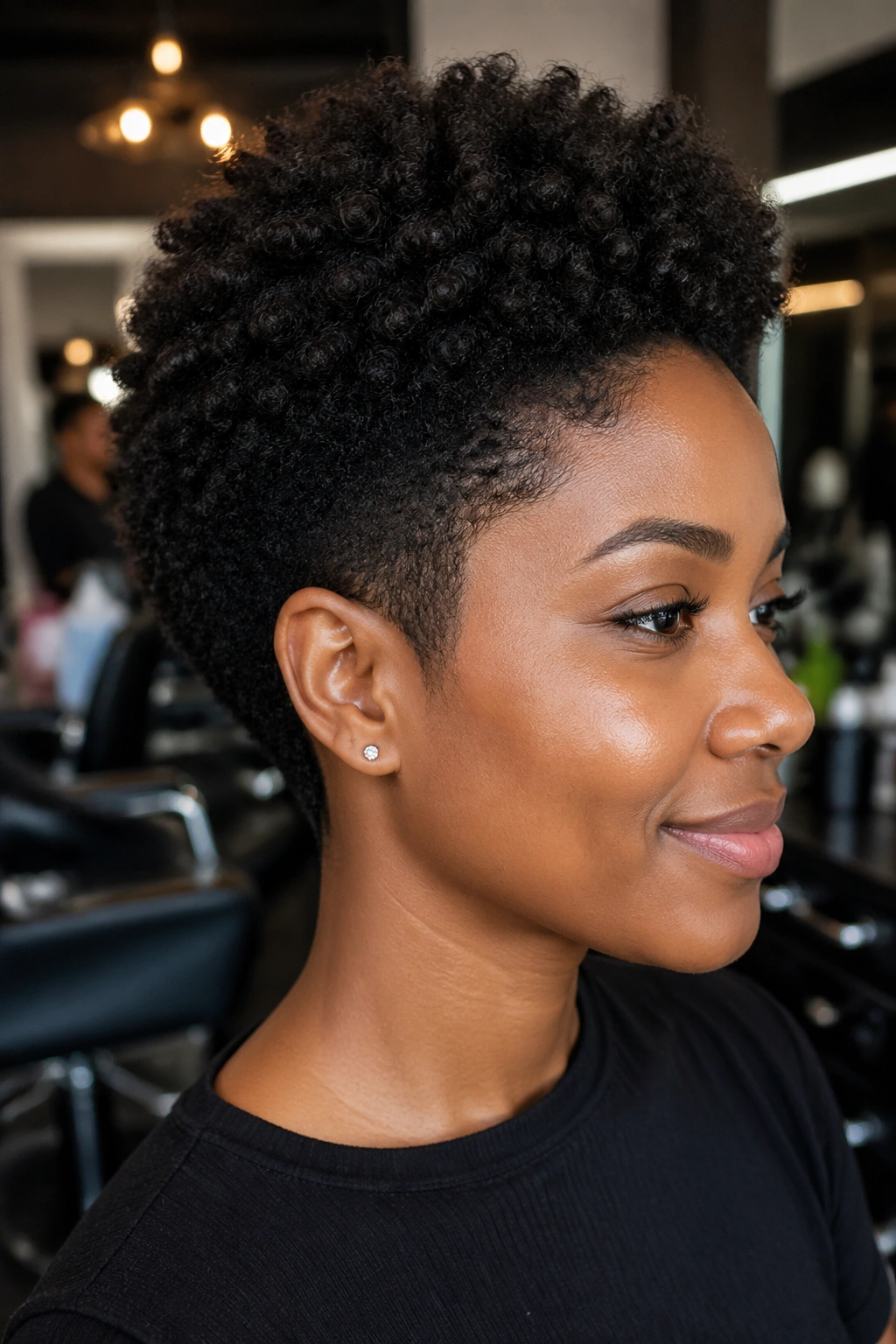 Close-up of tapered curly Afro on a real person