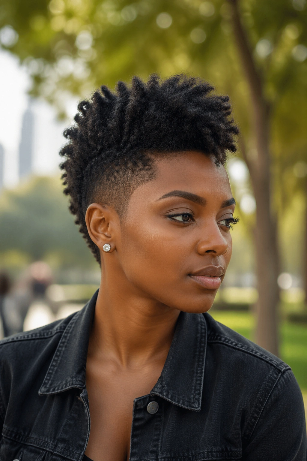 Real person with a tapered frohawk hairstyle with height at center