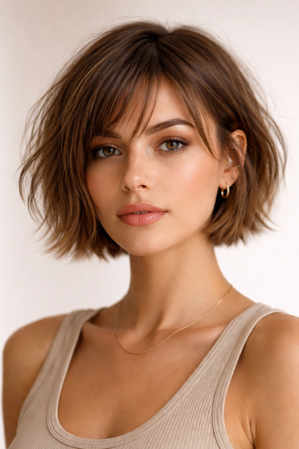 Micro bob above the jawline with razor-softened ends showing texture.