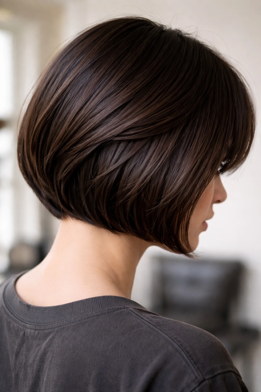 Thick-hair bob with hidden weight removal showing inner layers