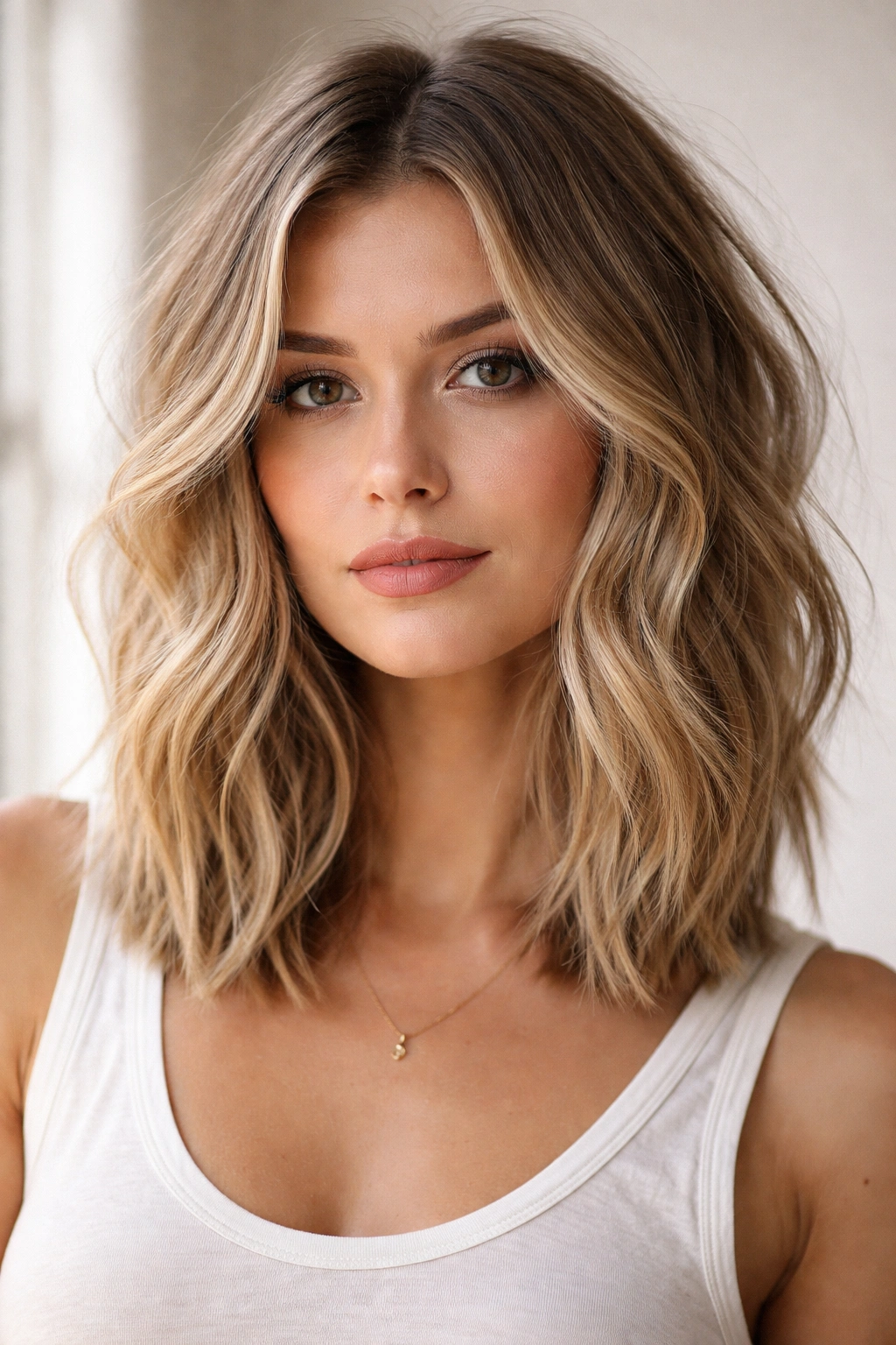 Tousled long bob with a soft bend and relaxed texture