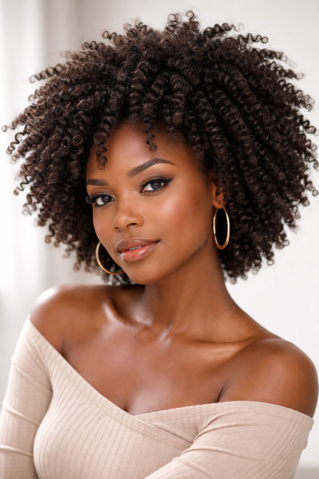 Close-up of a twist-out afro with soft definition and volume.