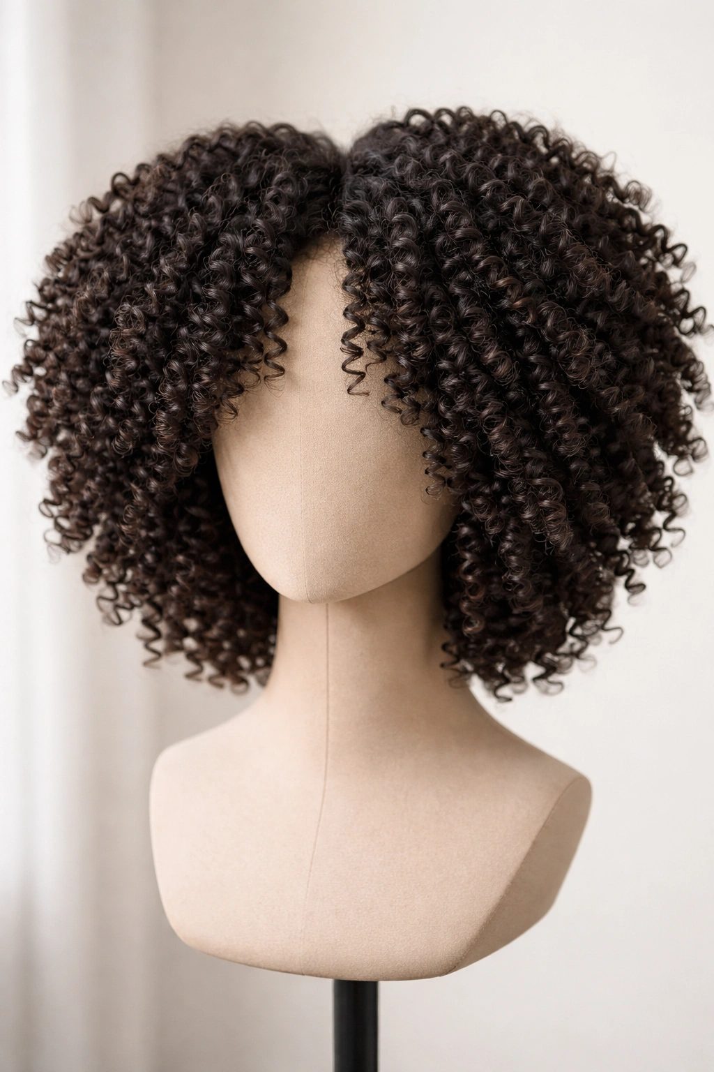 Twist-out texture afro wig with defined clumps and varied curl sizes