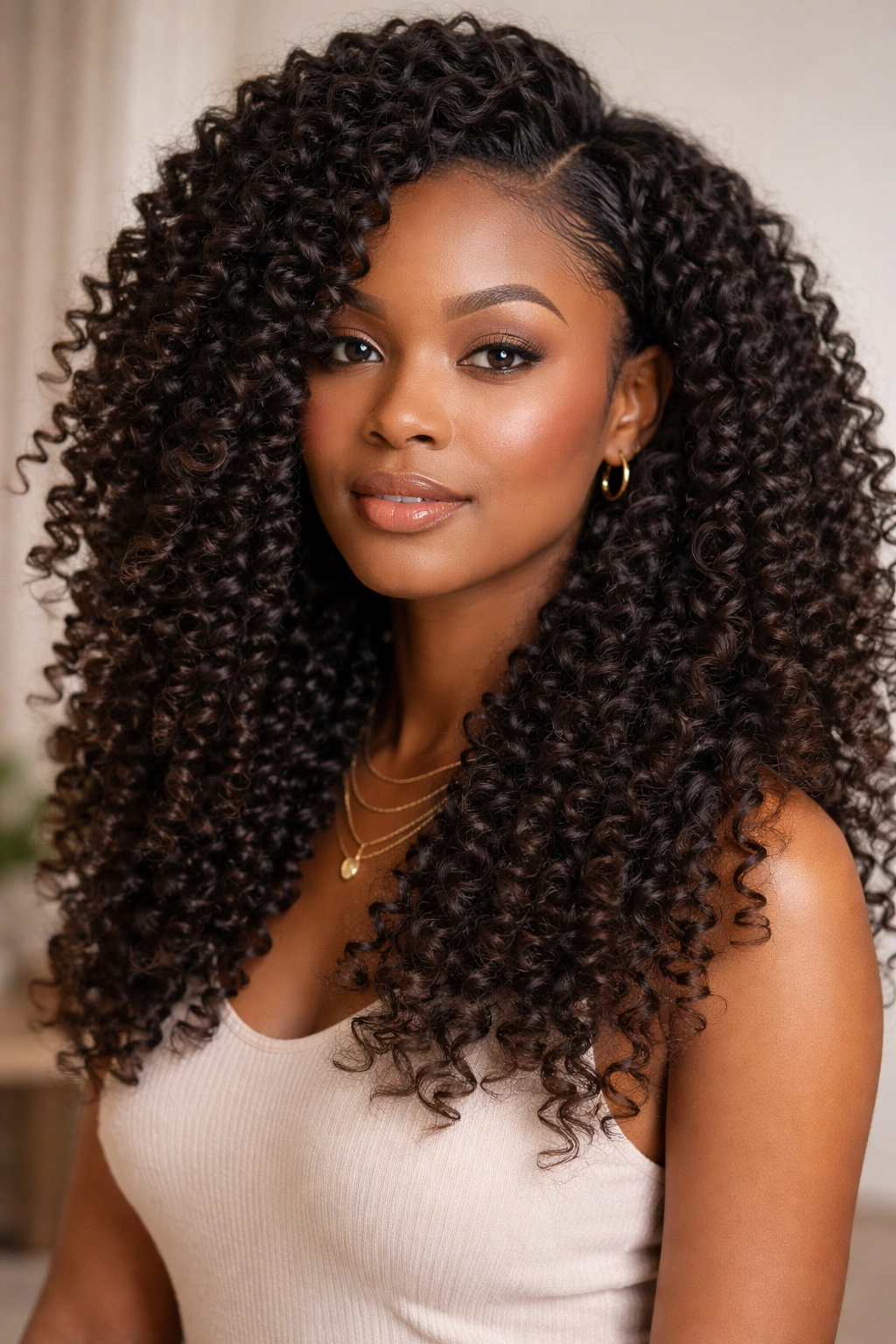 Twist-out blend with added ends blending into natural curls