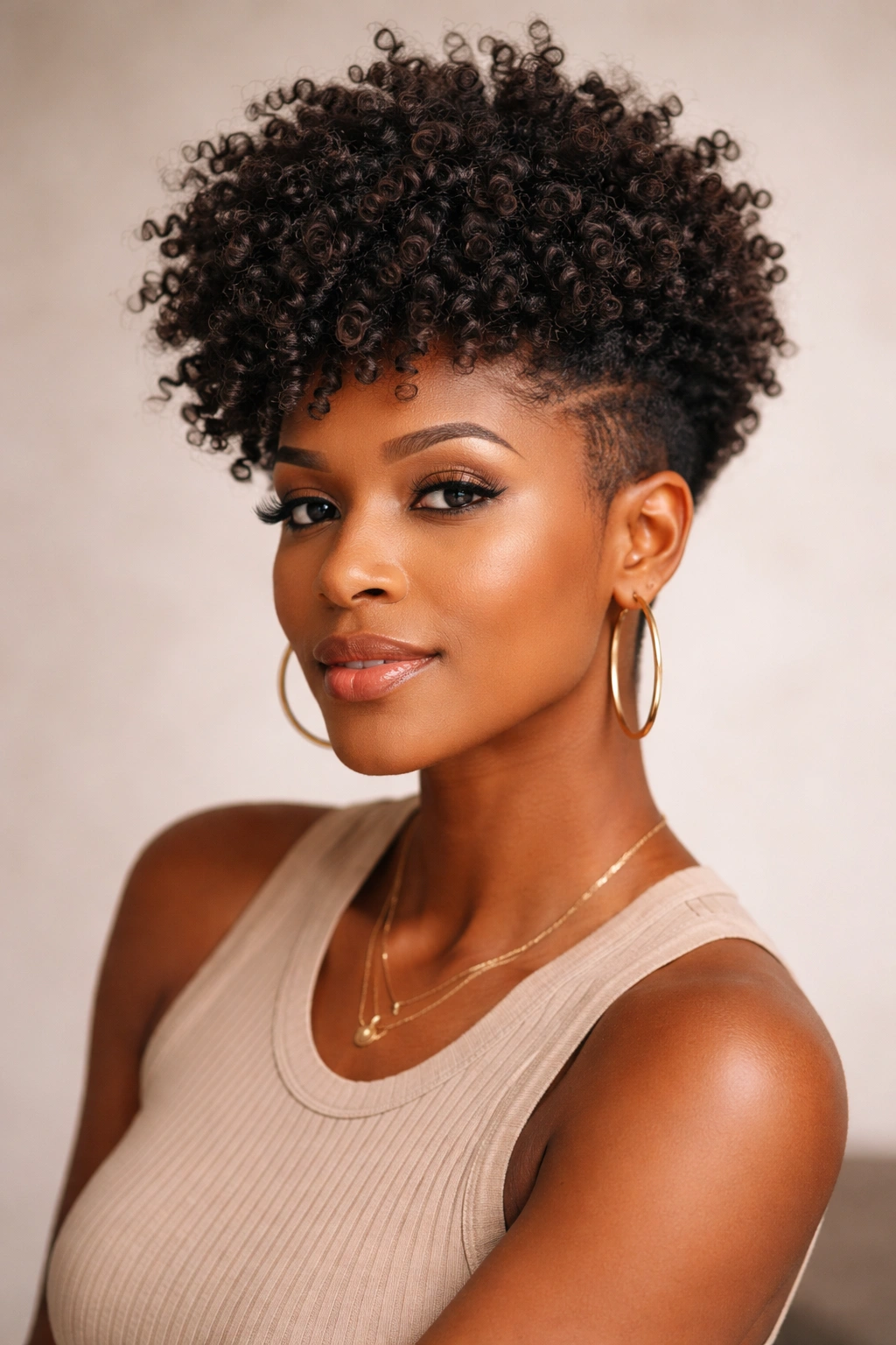Close-up of a person with twist-out crown on a tapered Afro.
