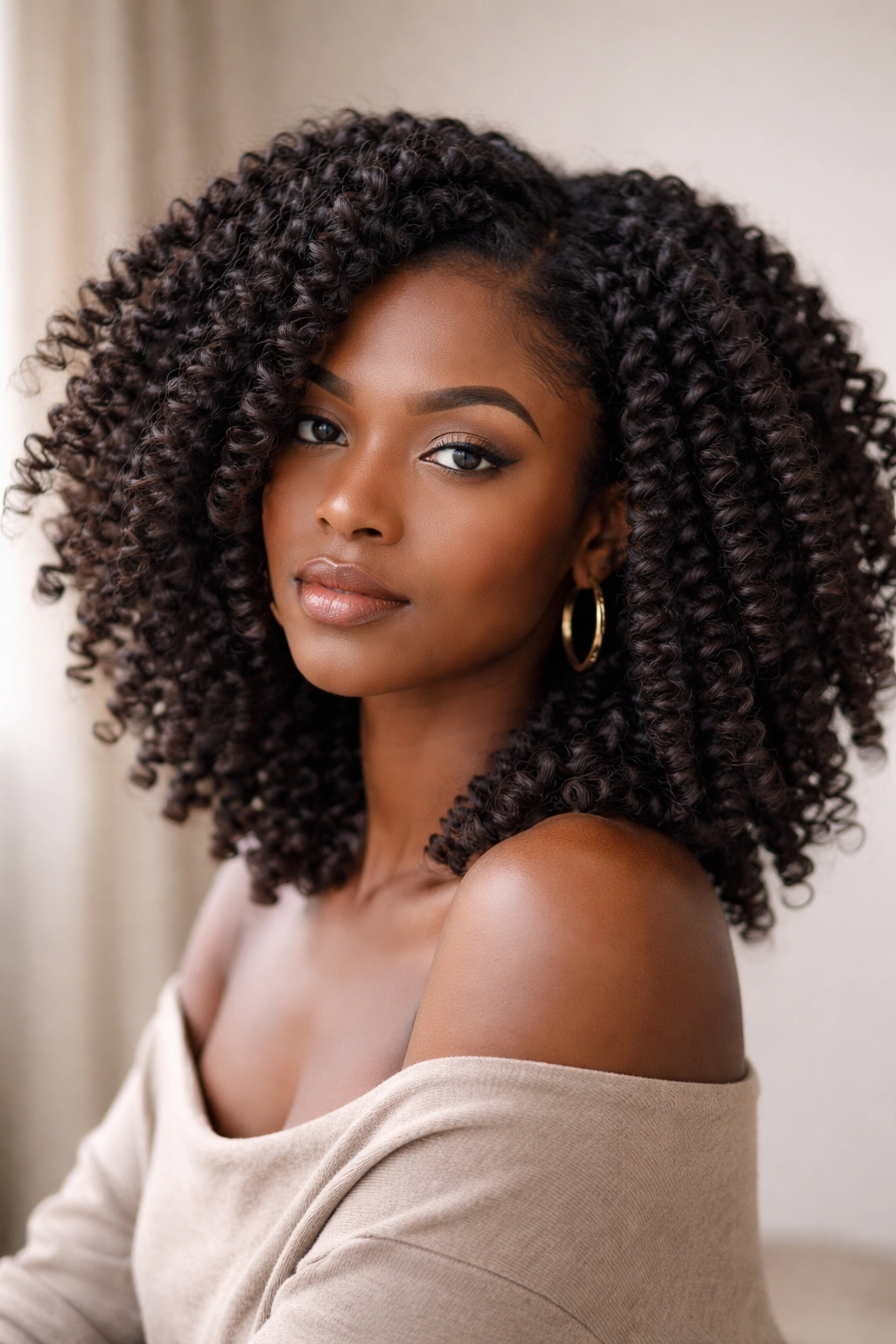 Twist-out on stretched hair showing defined curl clumps.