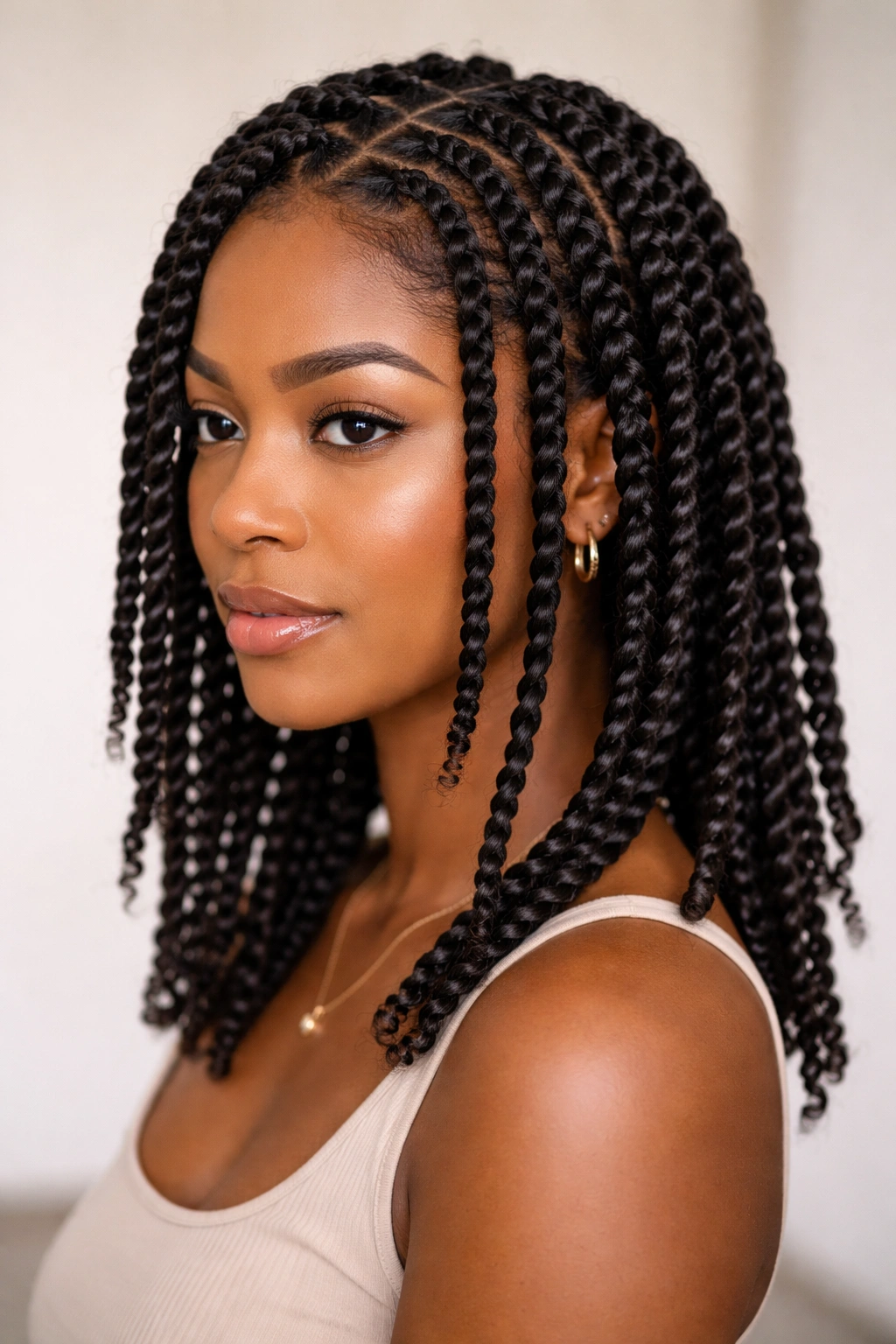 Close-up of classic two-strand twists on natural hair, neat and uniform.