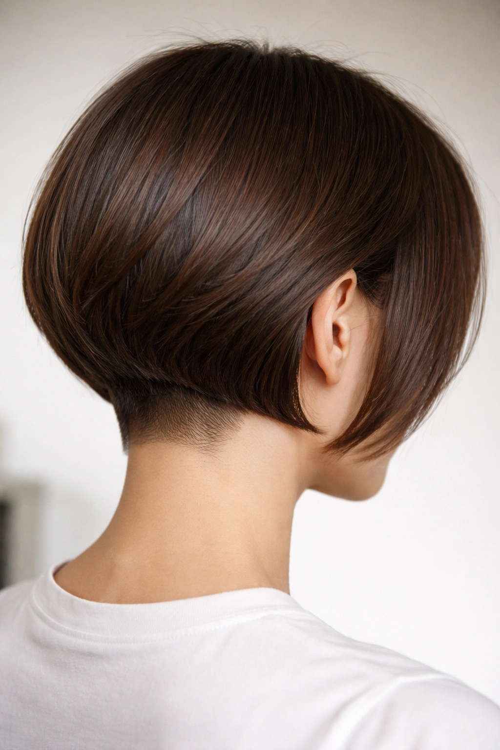 Close-up of undercut bob showing hidden nape undercut and clean silhouette
