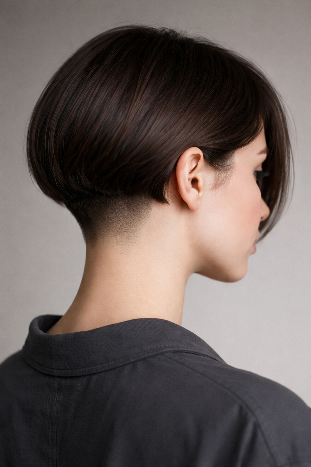 Close-up portrait showing clean nape undercut and long hair on top