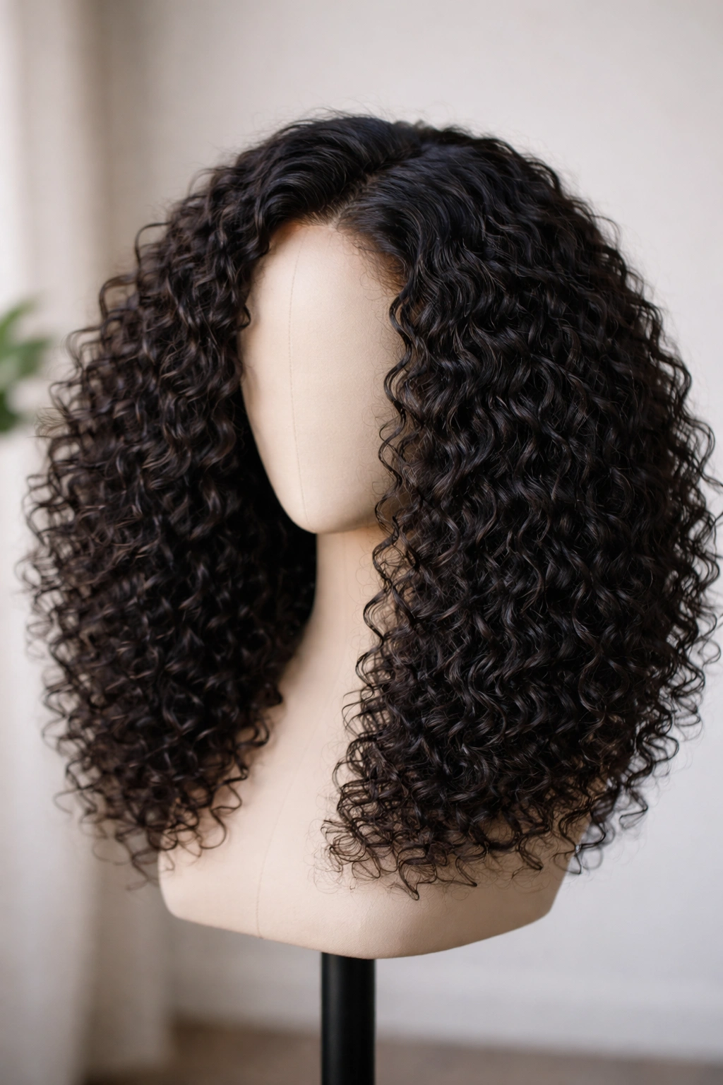 Water-wave afro wig with dark roots and soft movement