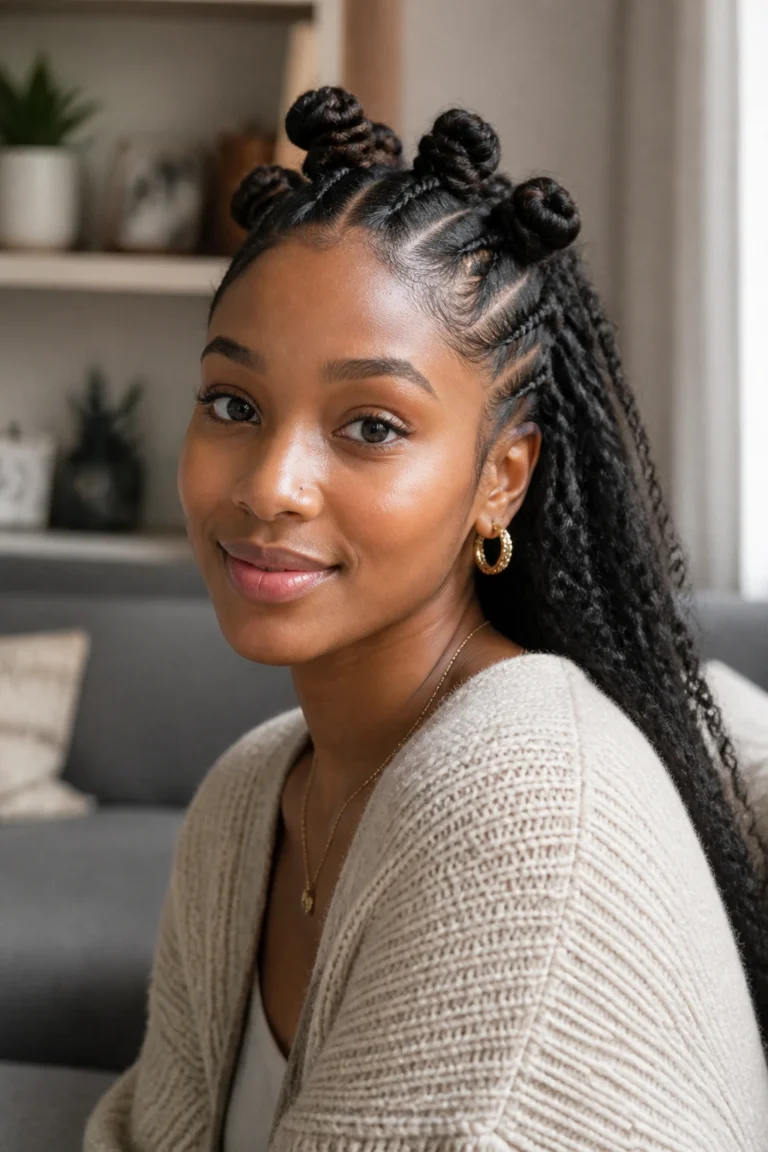 25 Bantu Knot Half Up Half Down Styles